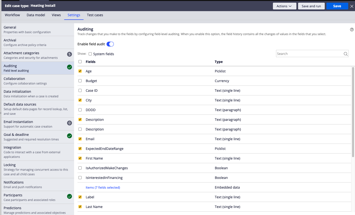 How to enable fieldlevel auditing for a Constellation based